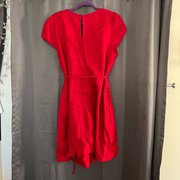 Reformation red linen wrap mini dress - Picture 2 of 6